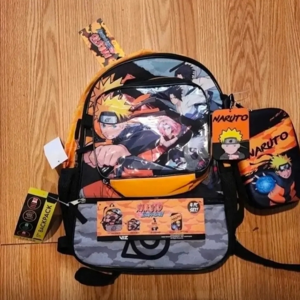 New NARUTO SHIPPUDEN Backpack Set